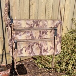 HOBO Cream and Brown Snakeskin Crossbody Bag